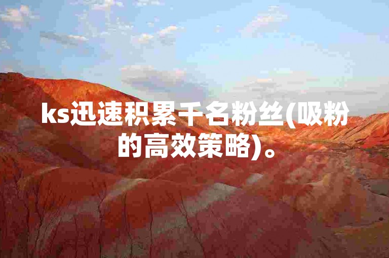 ks迅速积累千名粉丝(吸粉的高效策略)。