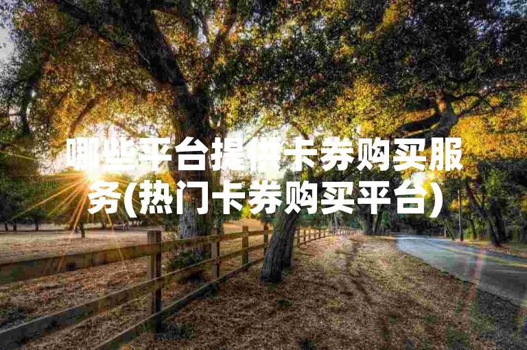 哪些平台提供卡券购买服务(热门卡券购买平台)