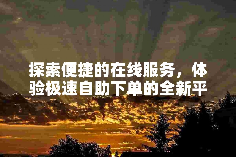 探索便捷的在线服务，体验极速自助下单的全新平台。