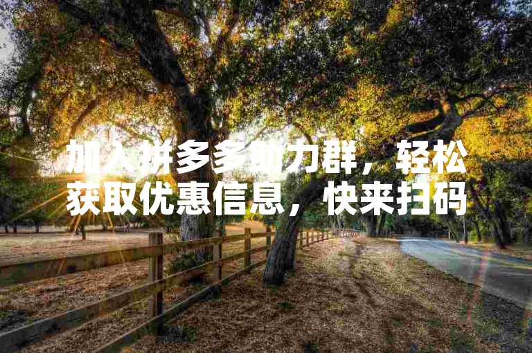 加入拼多多助力群，轻松获取优惠信息，快来扫码入群共享福利吧！