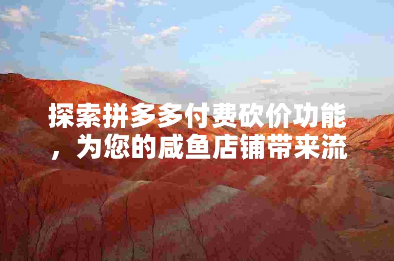 探索拼多多付费砍价功能，为您的咸鱼店铺带来流量和销售的双重增长。