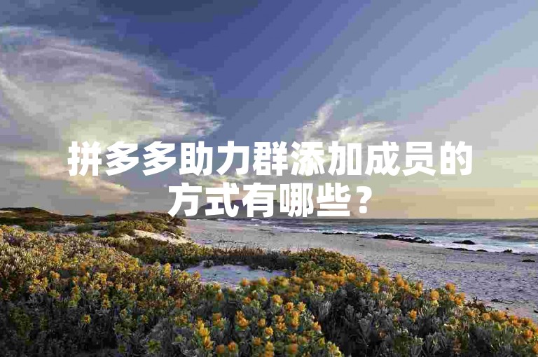 拼多多助力群添加成员的方式有哪些？