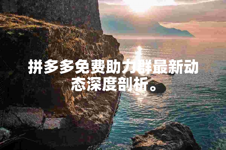 拼多多免费助力群最新动态深度剖析。