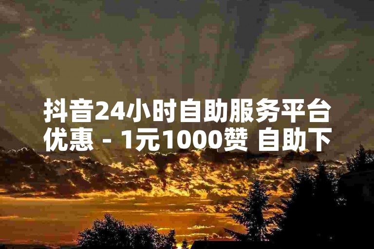 抖音24小时自助服务平台优惠 - 1元1000赞 自助下单平台