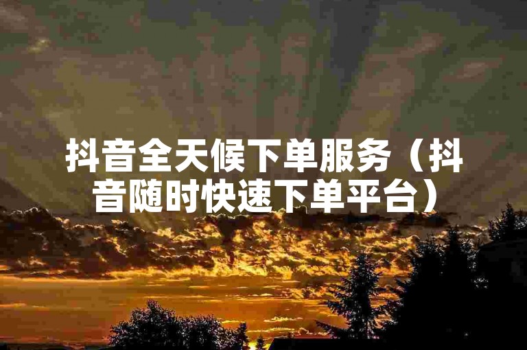 抖音全天候下单服务（抖音随时快速下单平台）