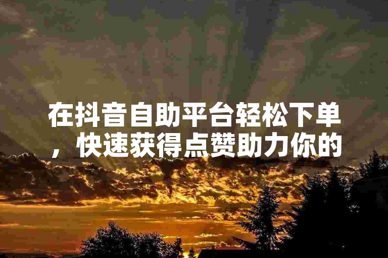 在抖音自助平台轻松下单，快速获得点赞助力你的视频火爆起来。
