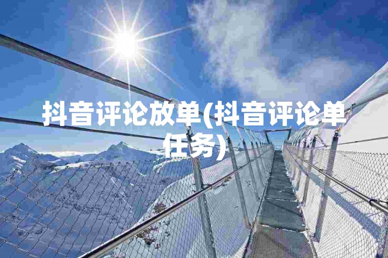 抖音评论放单(抖音评论单任务)
