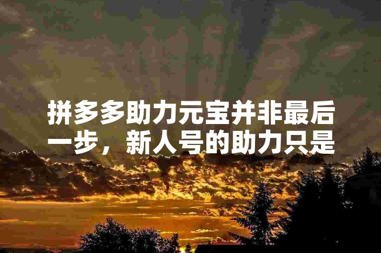 拼多多助力元宝并非最后一步，新人号的助力只是其中一环。