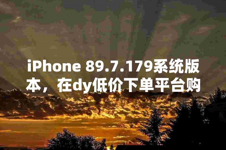 iPhone 89.7.179系统版本，在dy低价下单平台购买最为划算。