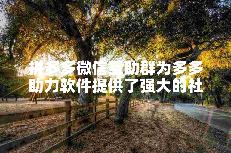 拼多多微信互助群为多多助力软件提供了强大的社交支持。