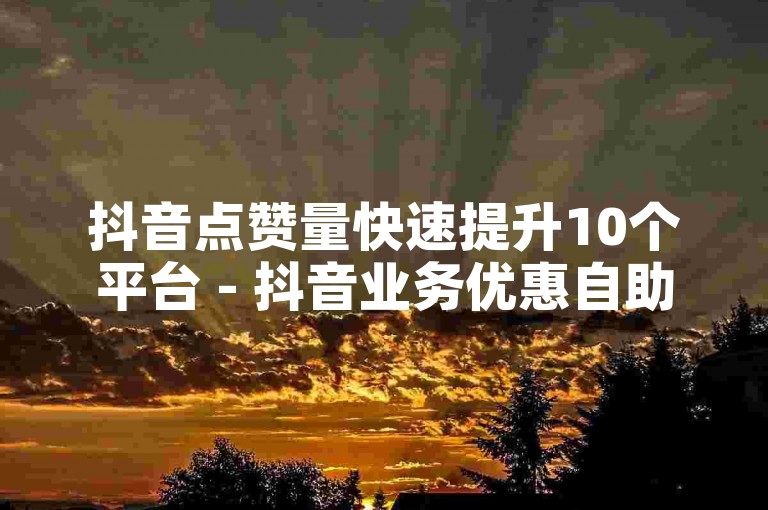 抖音点赞量快速提升10个平台 - 抖音业务优惠自助下单系统。