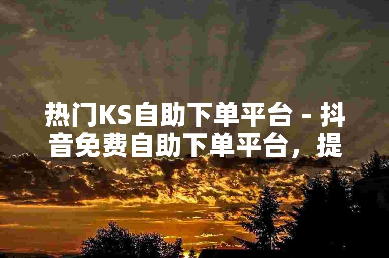 热门KS自助下单平台 - 抖音免费自助下单平台，提供便捷的服务。