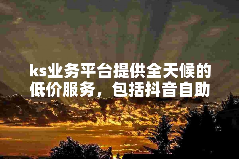ks业务平台提供全天候的低价服务，包括抖音自助下单和拼多多刷助力，同时教你如何有效提升流量和吸引粉丝。