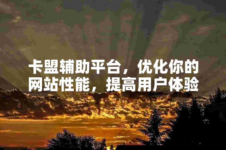 卡盟辅助平台，优化你的网站性能，提高用户体验的不二选择。