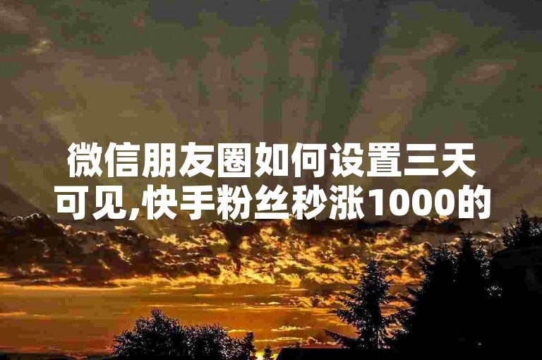 微信朋友圈如何设置三天可见,快手粉丝秒涨1000的方法 - 网络推广技巧分享平台 - 微博话题怎么创建。